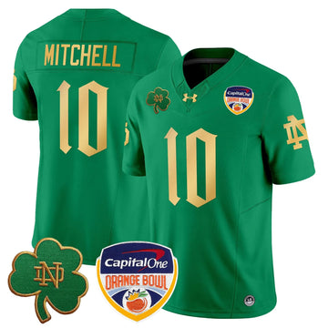 Personalized NDFI 2026 Orange Bowl Patch Vapor Limited Jersey V2 - Green / Kris Mitchell Stitched