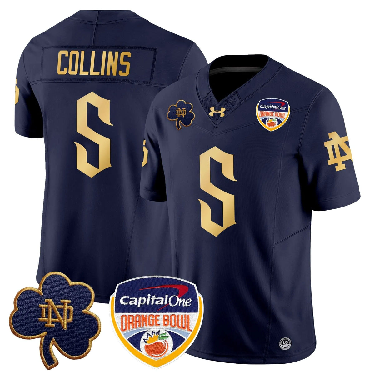 Personalized NDFI 2026 Orange Bowl Patch Vapor Limited Jersey V2 - Navy / Beaux Collins Stitched
