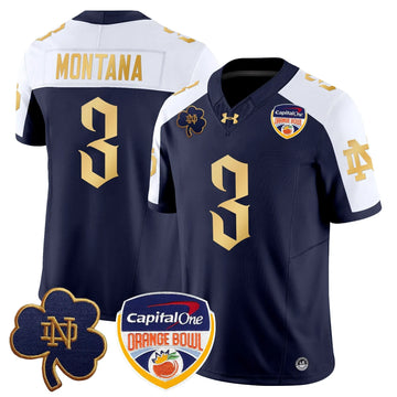 Personalized NDFI 2026 Orange Bowl Patch Vapor Limited Jersey V2 - Navy Alternate / Joe Montana Stitched