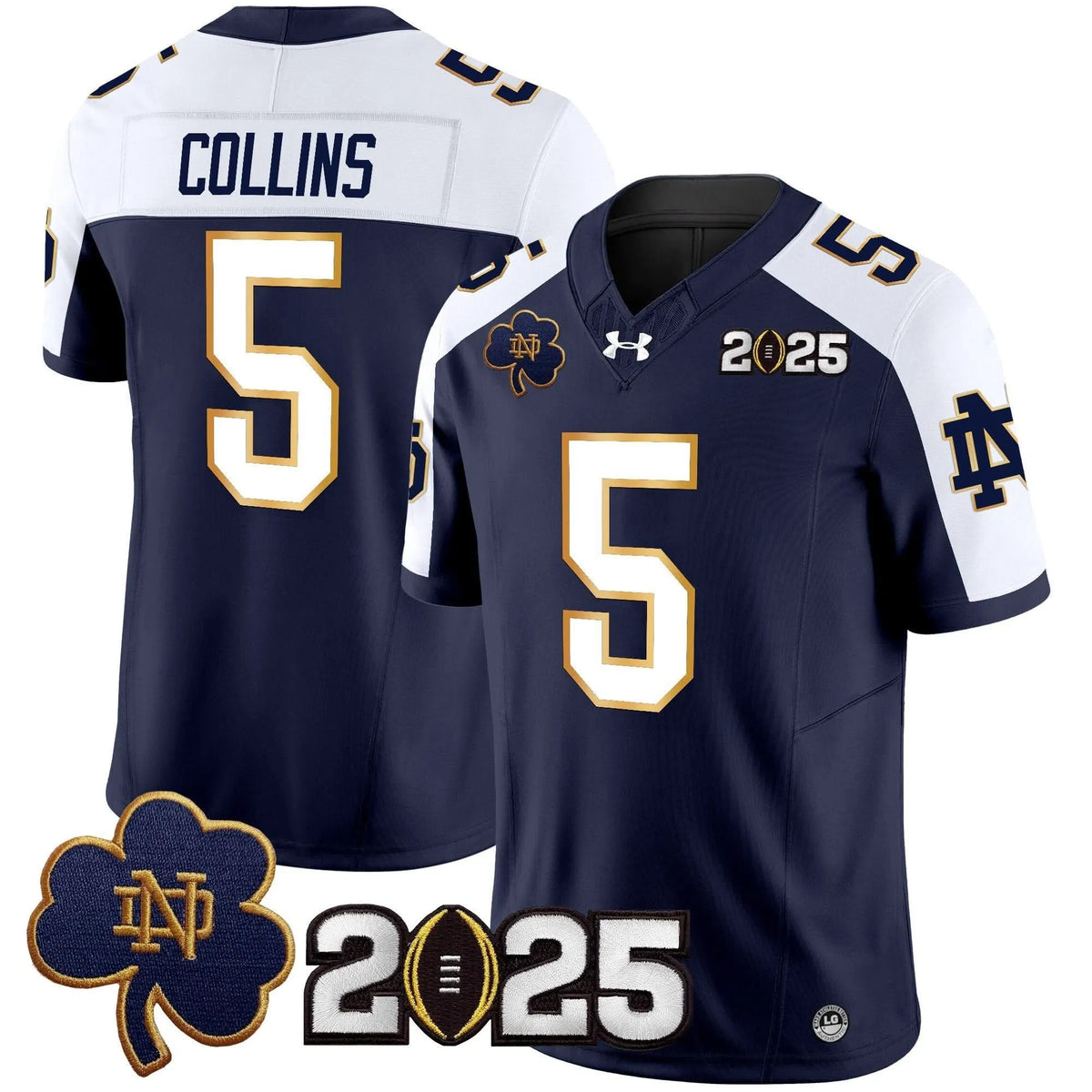 Personalized NDFI 2026 CFP Final Patch Vapor Limited Jersey - Navy Alternate / Beaux Collins Stitched