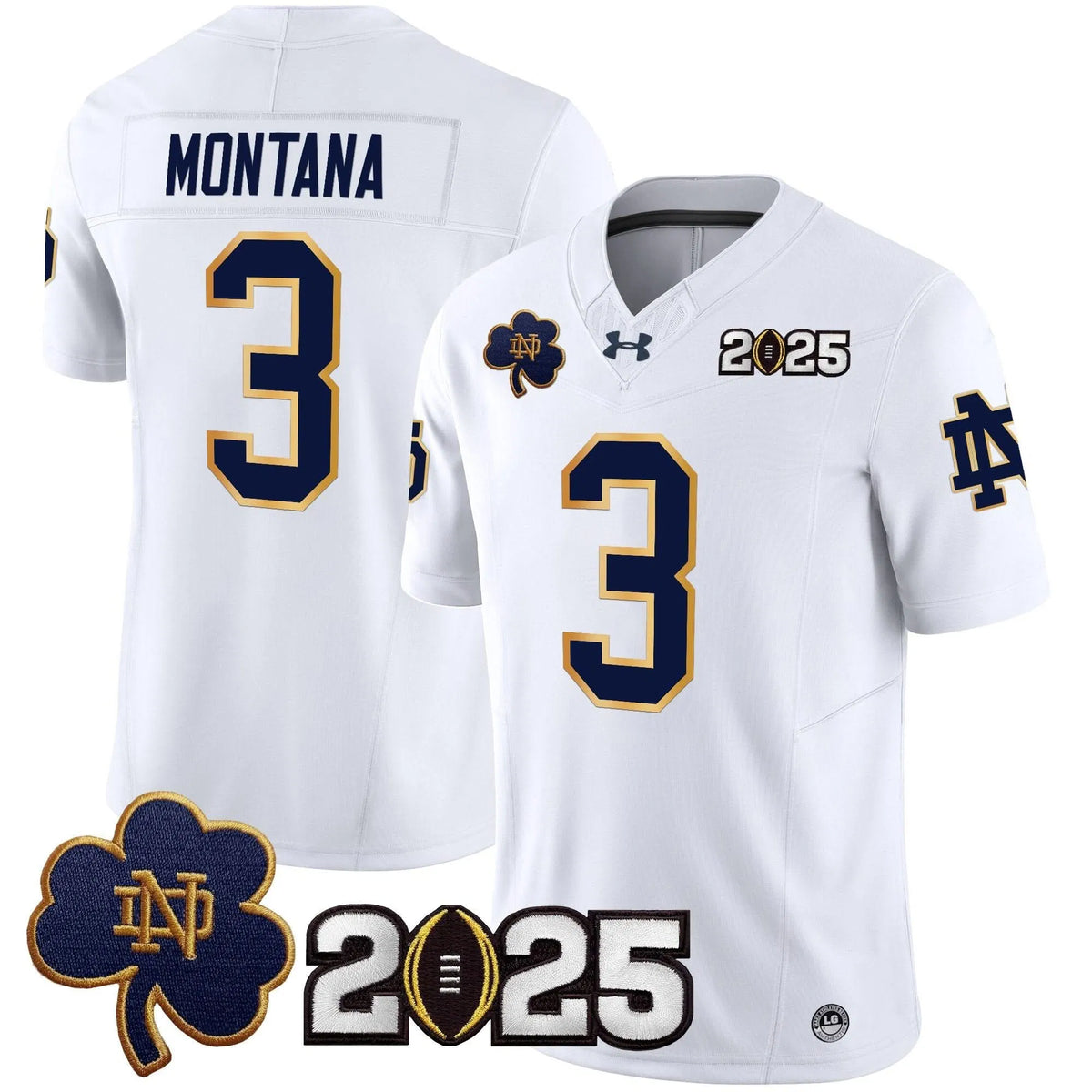 Personalized NDFI 2026 CFP Final Patch Vapor Limited Jersey - White / Joe Montana Stitched