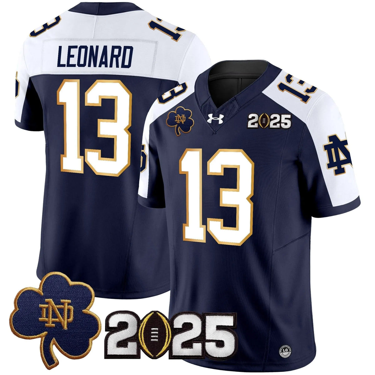 Personalized NDFI 2026 CFP Final Patch Vapor Limited Jersey - Navy Alternate / Riley Leonard Stitched