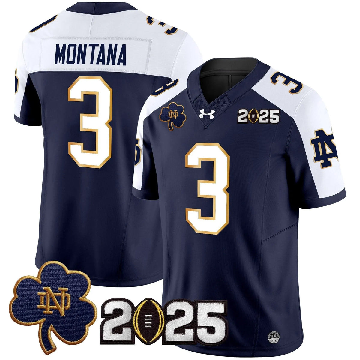 Personalized NDFI 2026 CFP Final Patch Vapor Limited Jersey - Navy Alternate / Joe Montana Stitched
