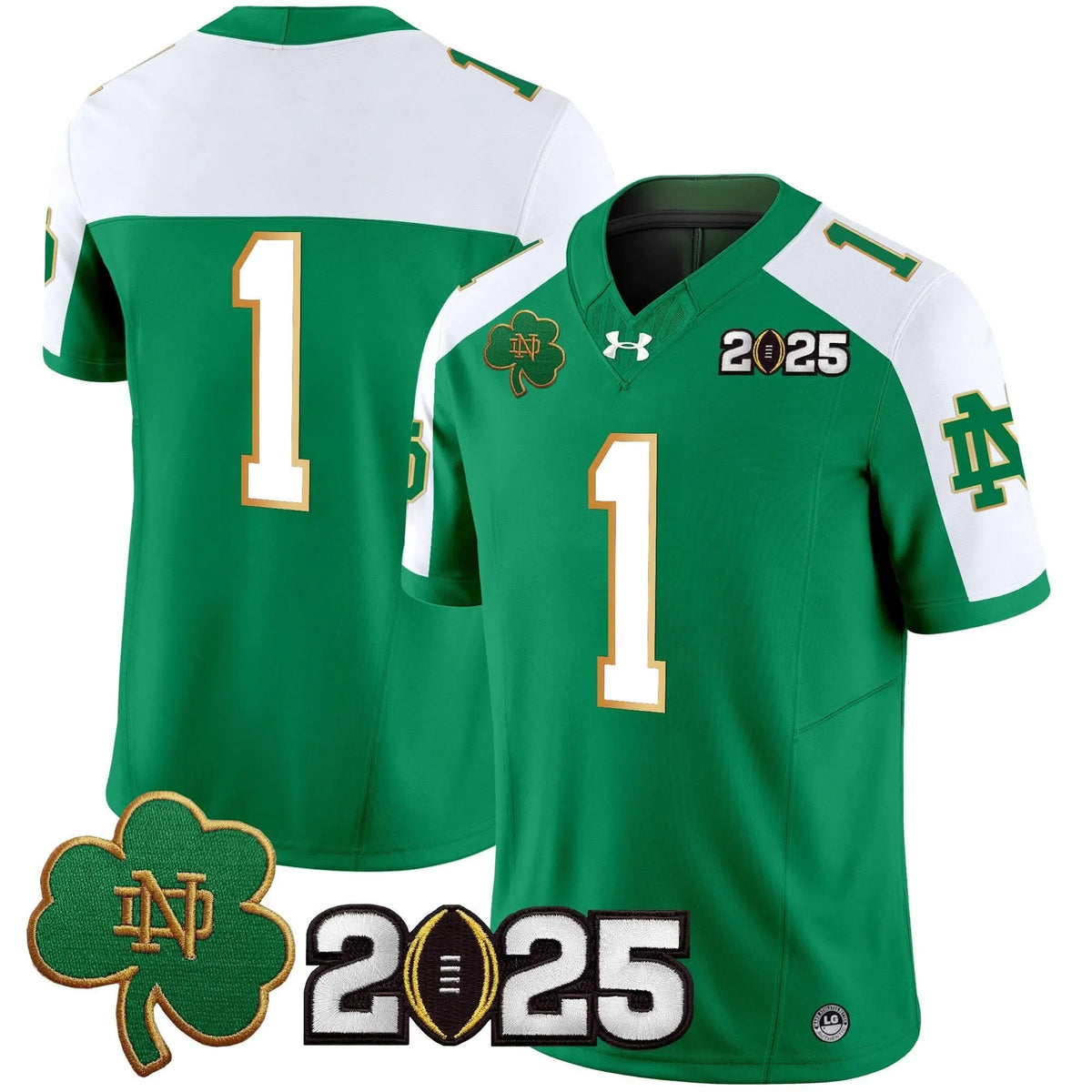Personalized NDFI 2026 CFP Final Patch Vapor Limited Jersey - Green Alternate / #1 Team Stitched