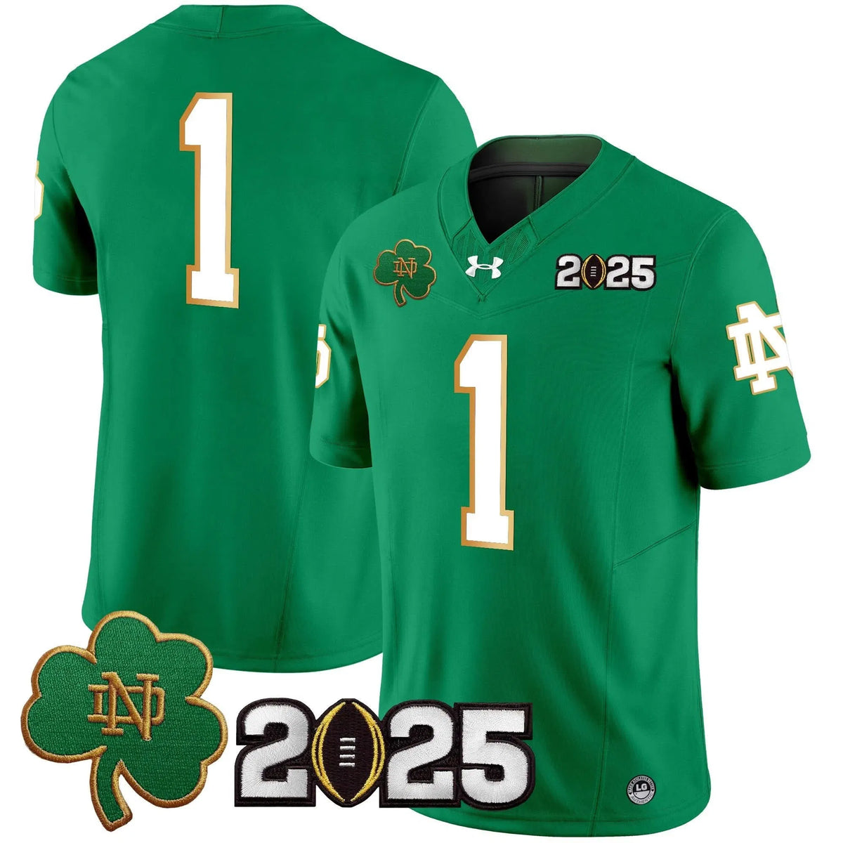 Personalized NDFI 2026 CFP Final Patch Vapor Limited Jersey - Green / #1 Team Stitched