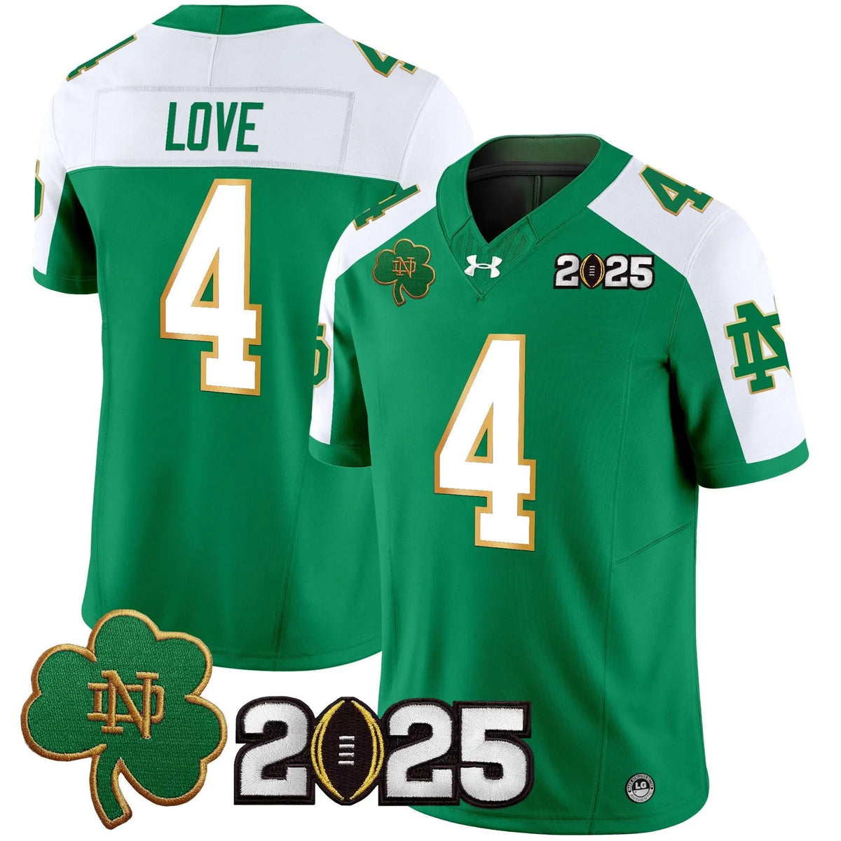 Personalized NDFI 2026 CFP Final Patch Vapor Limited Jersey - Green Alternate / Jeremiyah Love Stitched