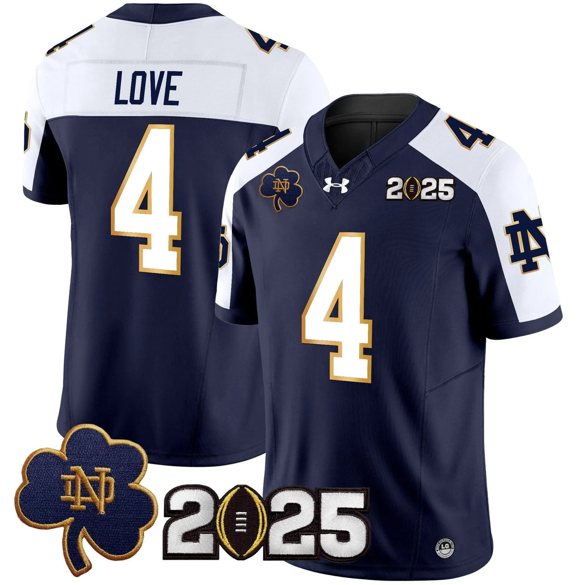 Personalized NDFI 2026 CFP Final Patch Vapor Limited Jersey - Navy Alternate / Jeremiyah Love Stitched