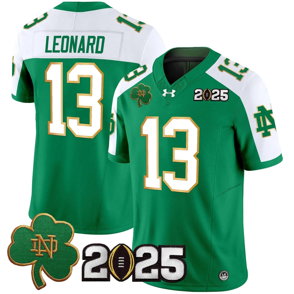Personalized NDFI 2026 CFP Final Patch Vapor Limited Jersey - Green Alternate / Riley Leonard Stitched