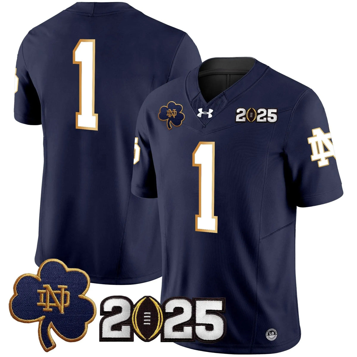 Personalized NDFI 2026 CFP Final Patch Vapor Limited Jersey - Navy / #1 Team Stitched