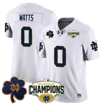 Personalized NDFI 2026 Orange Bowl Champions Jersey N5 - White / Xavier Watts Stitched