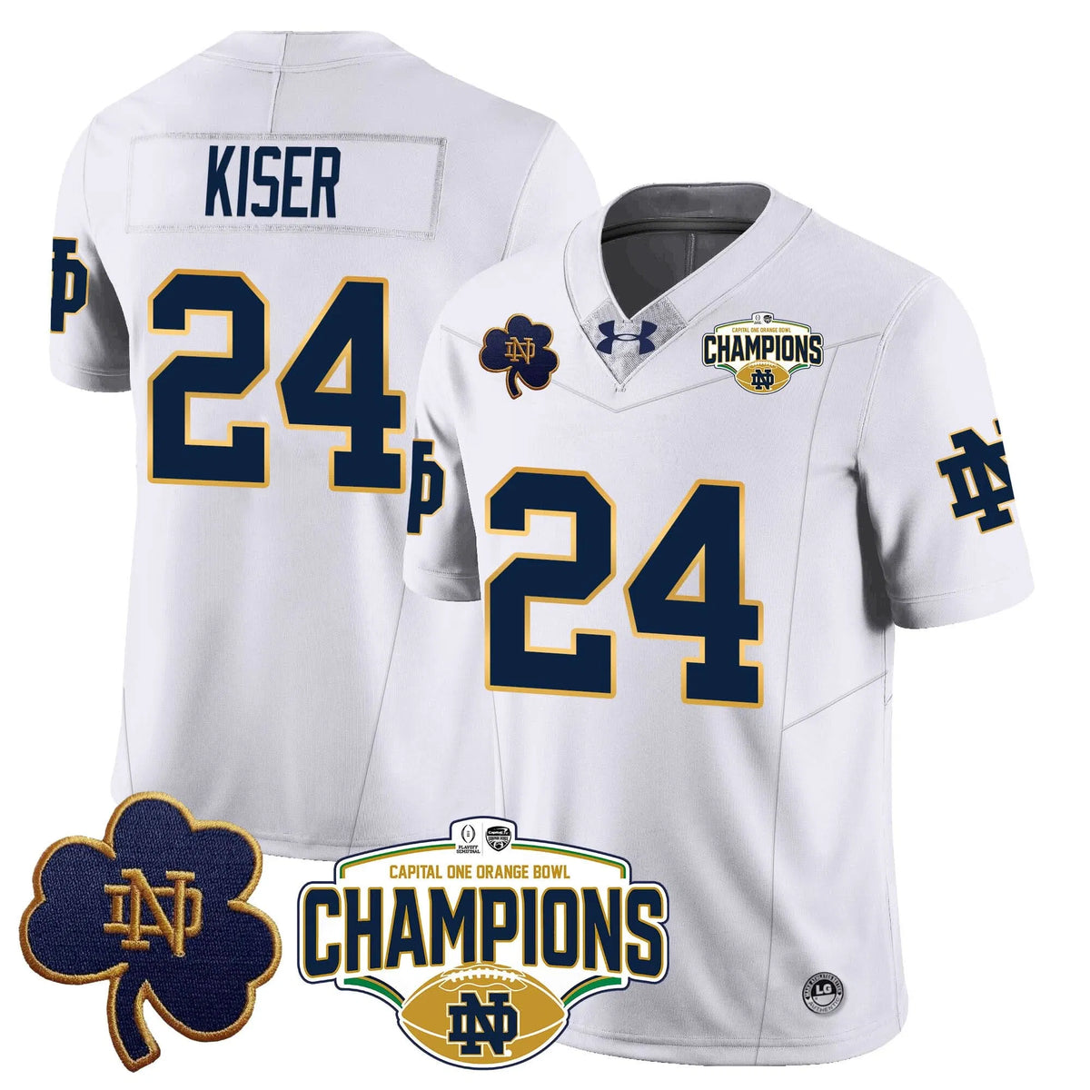 Personalized NDFI 2026 Orange Bowl Champions Jersey N5 - White / Jack Kiser Stitched