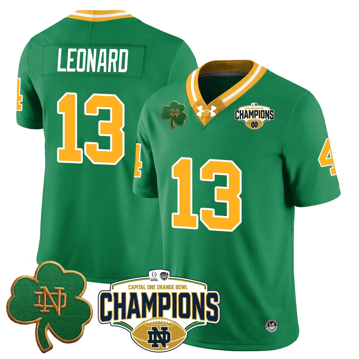 Personalized NDFI 2026 Orange Bowl Champions Jersey N5 - Throwback / Riley Leonard Stitched