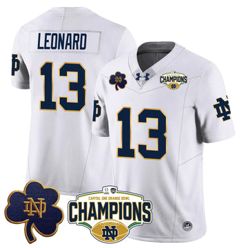 Personalized NDFI 2026 Orange Bowl Champions Jersey N5 - White / Riley Leonard Stitched