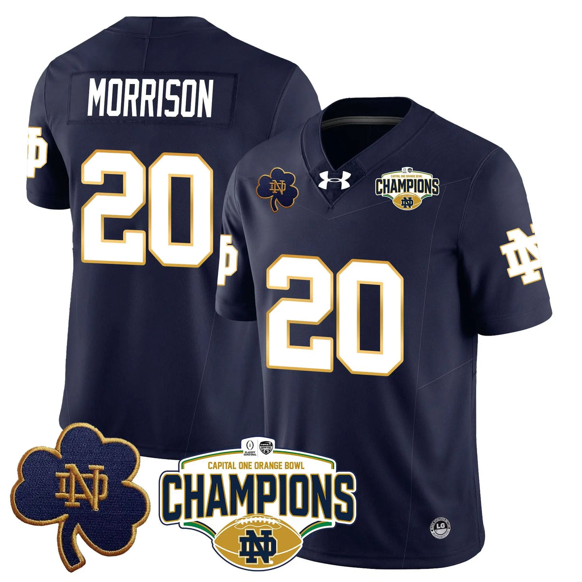 Personalized NDFI 2026 Orange Bowl Champions Jersey N5 - Navy / Benjamin Morrison Stitched