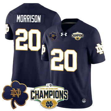 Personalized NDFI 2026 Orange Bowl Champions Jersey N5 - Navy / Benjamin Morrison Stitched