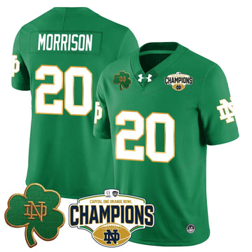 Personalized NDFI 2026 Orange Bowl Champions Jersey N5 - Green / Benjamin Morrison Stitched
