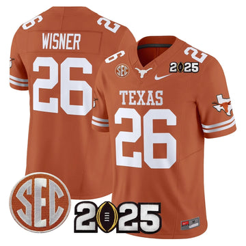 Personalized TL 2026 CFP Final Patch Vapor Limited Jersey - Texas Orange / Quintrevion Wisner Stitched