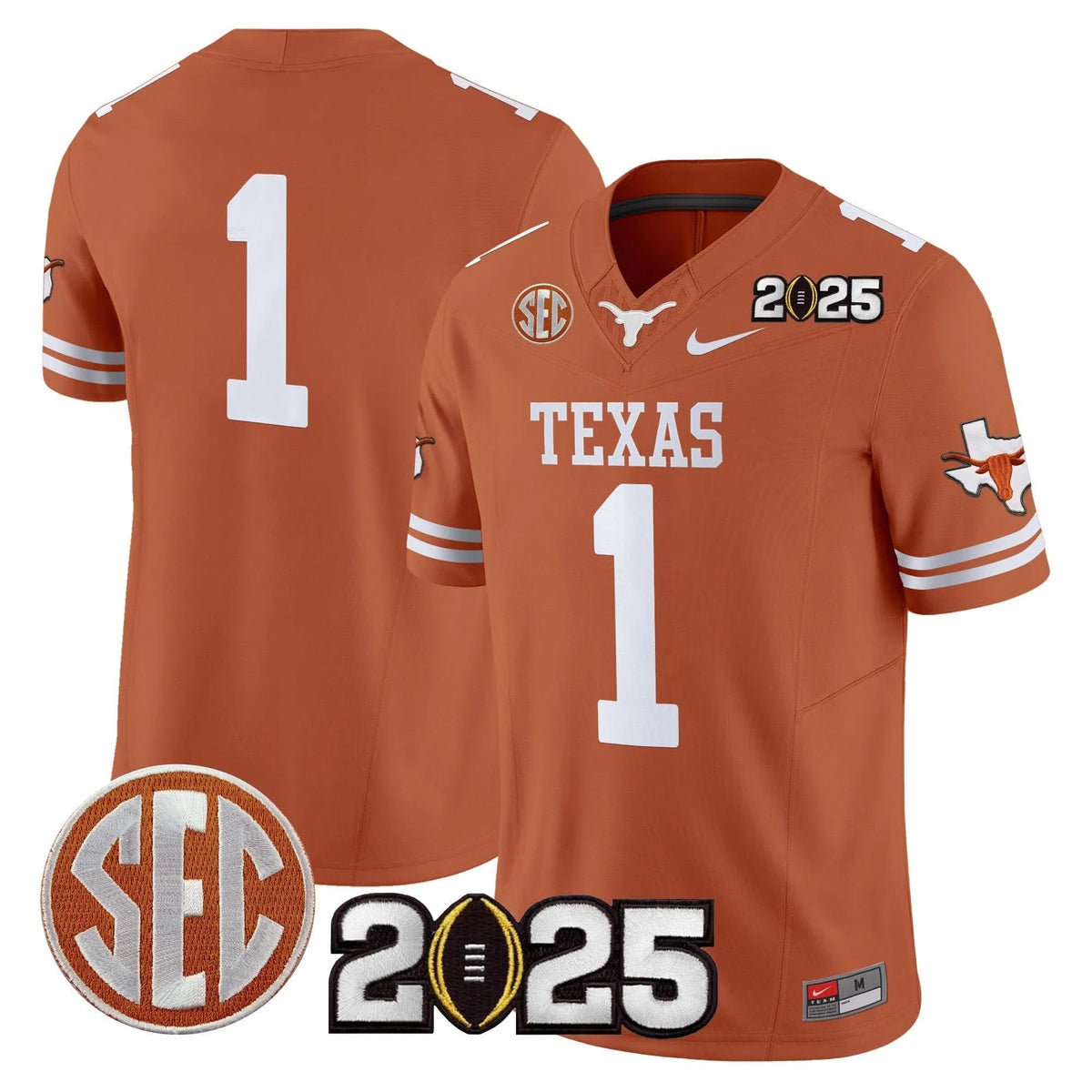 Personalized TL 2026 CFP Final Patch Vapor Limited Jersey - Texas Orange / #1 Team Stitched