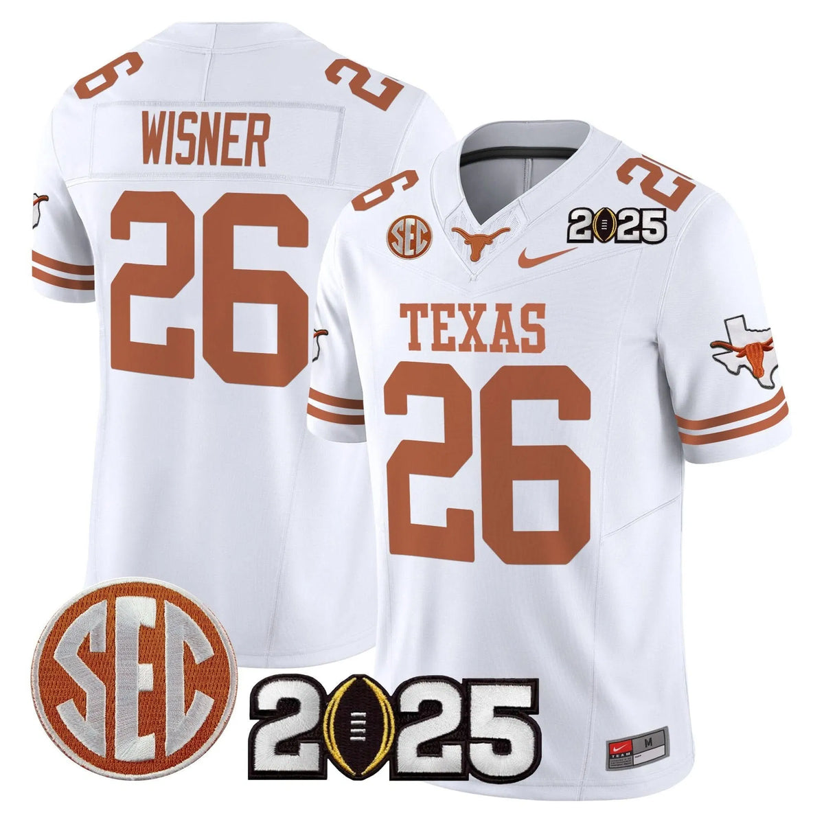 Personalized TL 2026 CFP Final Patch Vapor Limited Jersey - White / Quintrevion Wisner Stitched