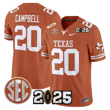 Personalized TL 2026 CFP Final Patch Vapor Limited Jersey - Texas Orange / Earl Campbell Stitched