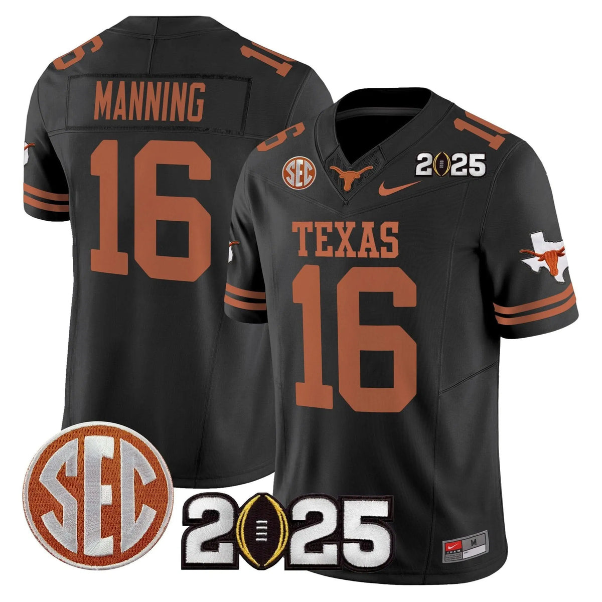 Personalized TL 2026 CFP Final Patch Vapor Limited Jersey - Black / Arch Manning Stitched