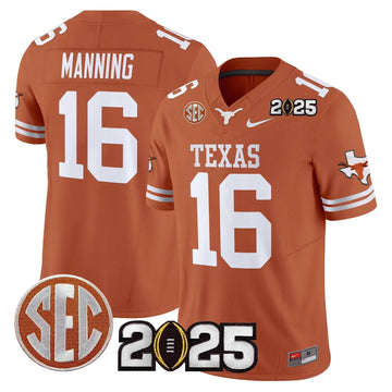 Personalized TL 2026 CFP Final Patch Vapor Limited Jersey - Texas Orange / Arch Manning Stitched