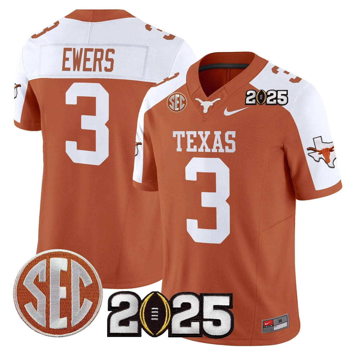 Personalized TL 2026 CFP Final Patch Vapor Limited Jersey - Orange Alternate / Quinn Ewers Stitched