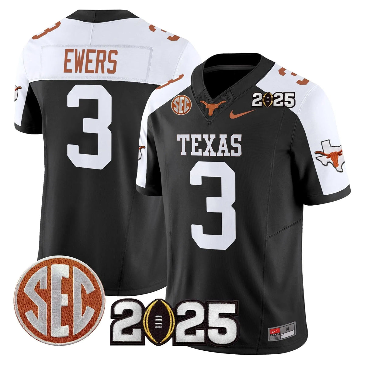 Personalized TL 2026 CFP Final Patch Vapor Limited Jersey - Black Alternate / Quinn Ewers Stitched