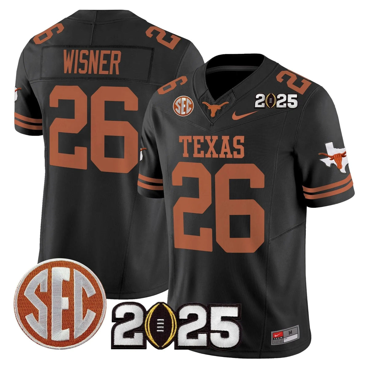 Personalized TL 2026 CFP Final Patch Vapor Limited Jersey - Black / Quintrevion Wisner Stitched