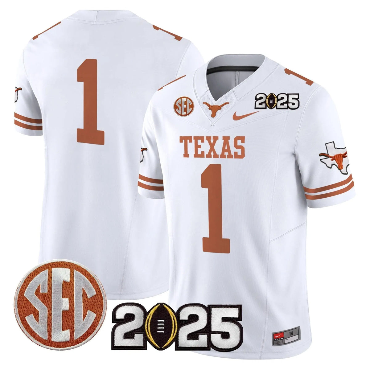 Personalized TL 2026 CFP Final Patch Vapor Limited Jersey - White / #1 Team Stitched