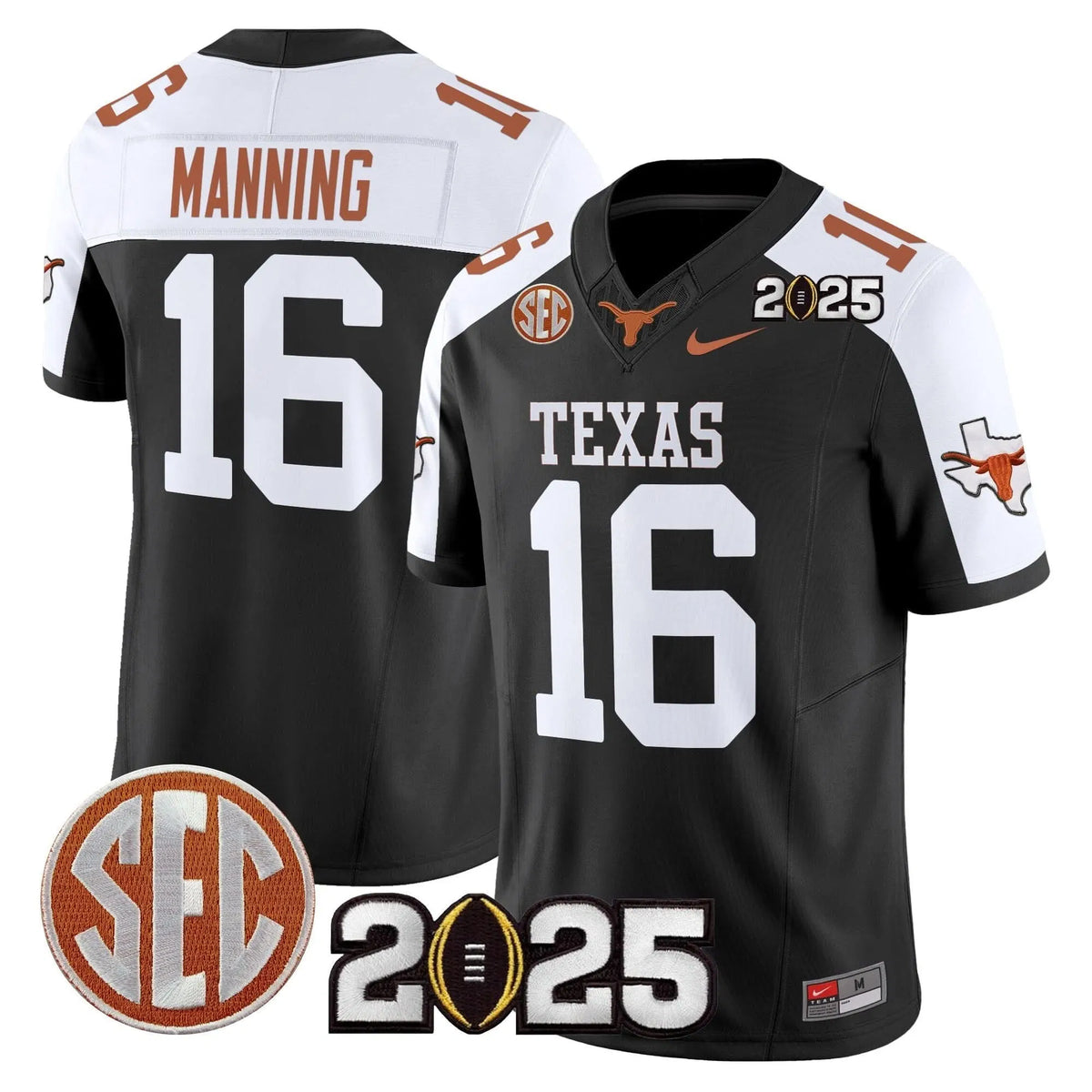 Personalized TL 2026 CFP Final Patch Vapor Limited Jersey - Black Alternate / Arch Manning Stitched