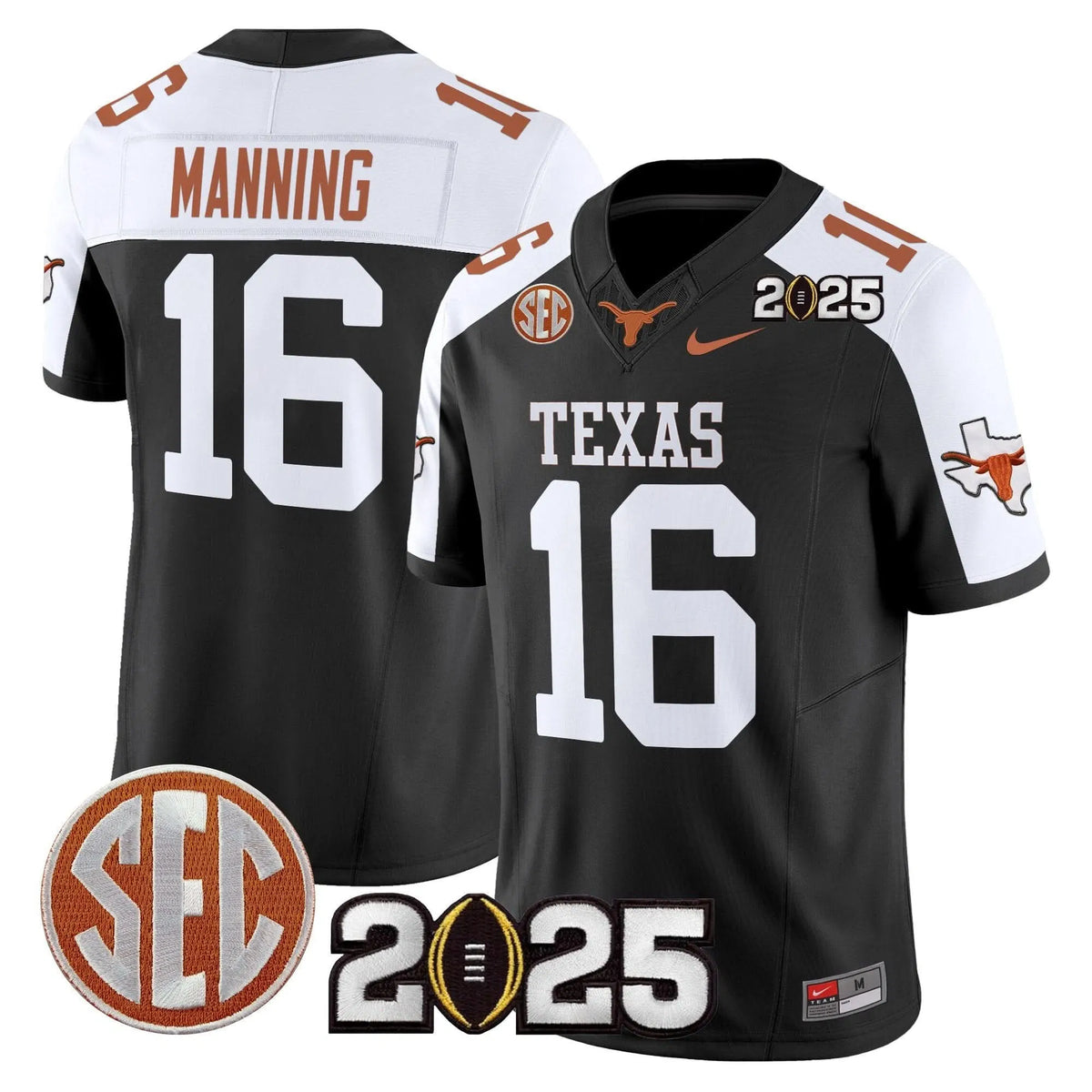 Personalized TL 2026 CFP Final Patch Vapor Limited Jersey - Black Alternate / Arch Manning Stitched
