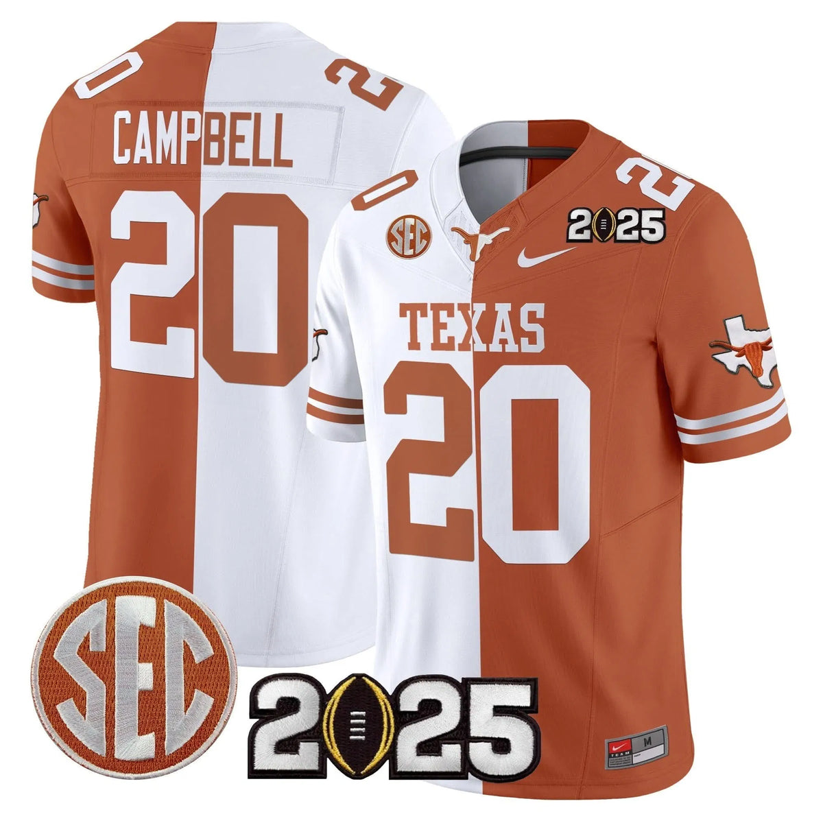Personalized TL 2026 CFP Final Patch Vapor Limited Jersey - Split / Earl Campbell Stitched