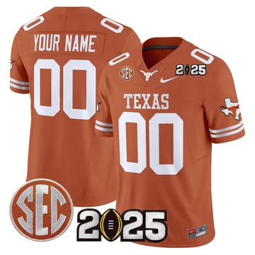 Personalized TL 2026 CFP Final Patch Vapor Limited Custom Jersey - Texas Orange Stitched