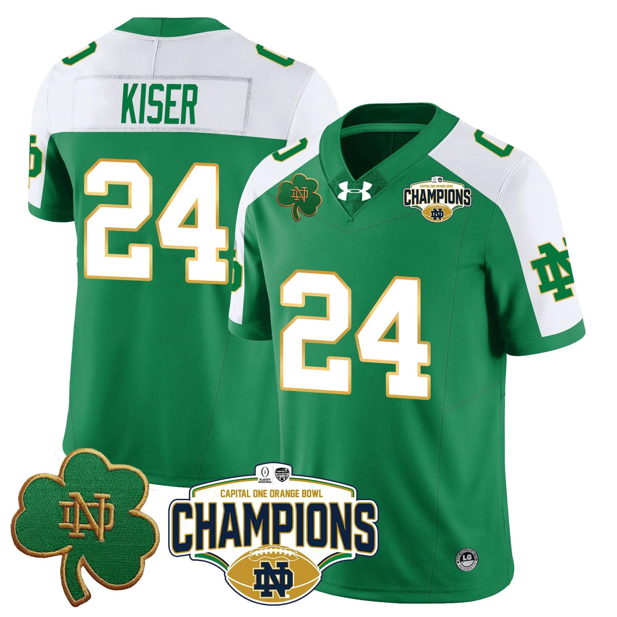 Personalized NDFI 2026 Orange Bowl Champions Jersey N5 - Green Alternate / Jack Kiser Stitched