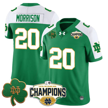 Personalized NDFI 2026 Orange Bowl Champions Jersey N5 - Green Alternate / Benjamin Morrison Stitched