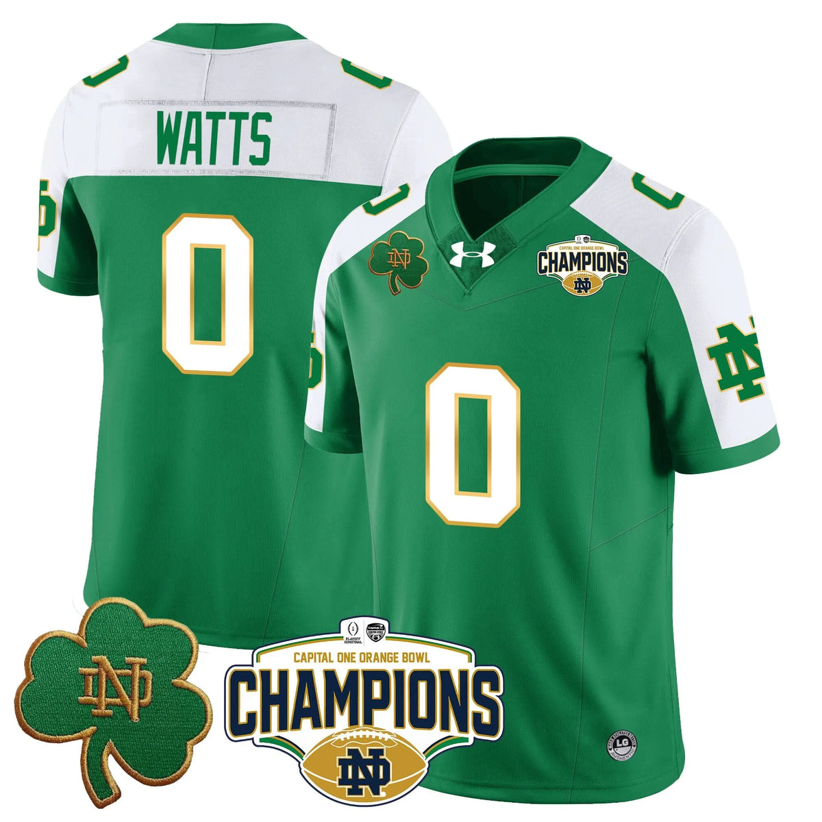 Personalized NDFI 2026 Orange Bowl Champions Jersey N5 - Green Alternate / Xavier Watts Stitched