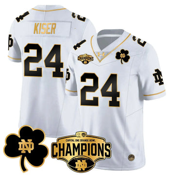 Personalized NDFI 2026 Orange Bowl Champions Jersey N5 - White Gold / Jack Kiser Stitched