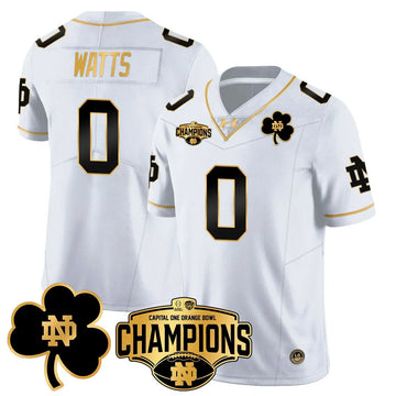 Personalized NDFI 2026 Orange Bowl Champions Jersey N5 - White Gold / Xavier Watts Stitched