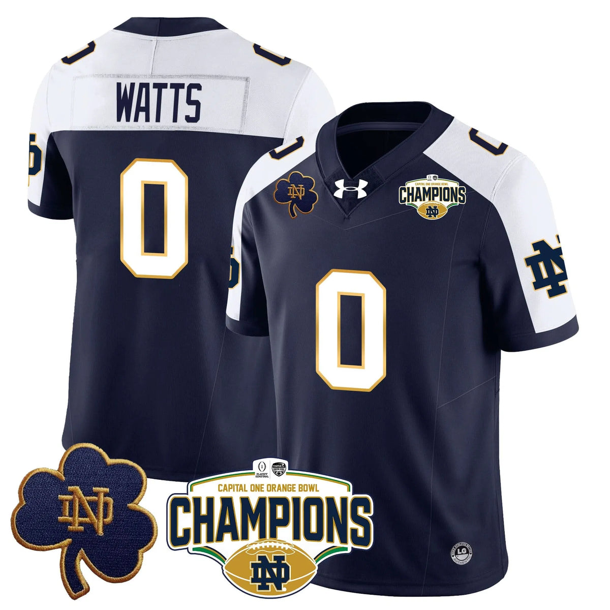 Personalized NDFI 2026 Orange Bowl Champions Jersey N5 - Navy Alternate / Xavier Watts Stitched