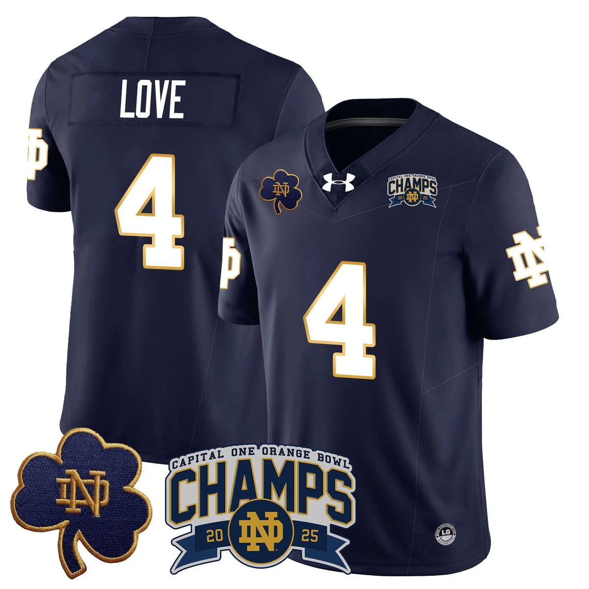 Personalized NDFI 2026 Orange Bowl Champions Jersey N6 - Navy / Jeremiyah Love Stitched