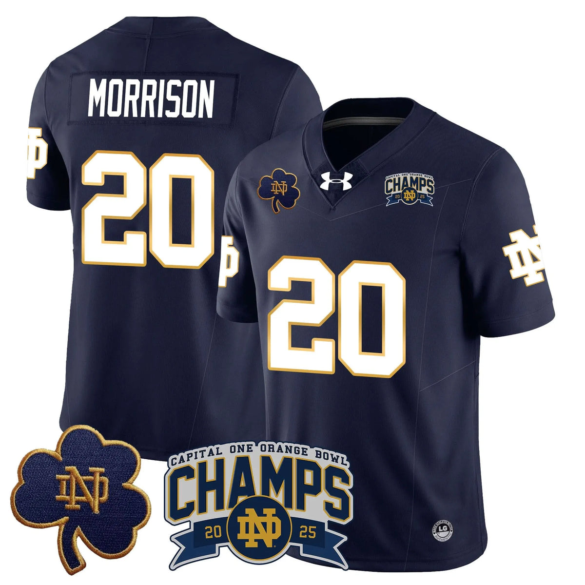 Personalized NDFI 2026 Orange Bowl Champions Jersey N6 - Navy / Benjamin Morrison Stitched