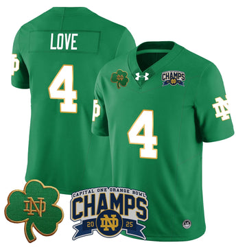 Personalized NDFI 2026 Orange Bowl Champions Jersey N6 - Green / Jeremiyah Love Stitched