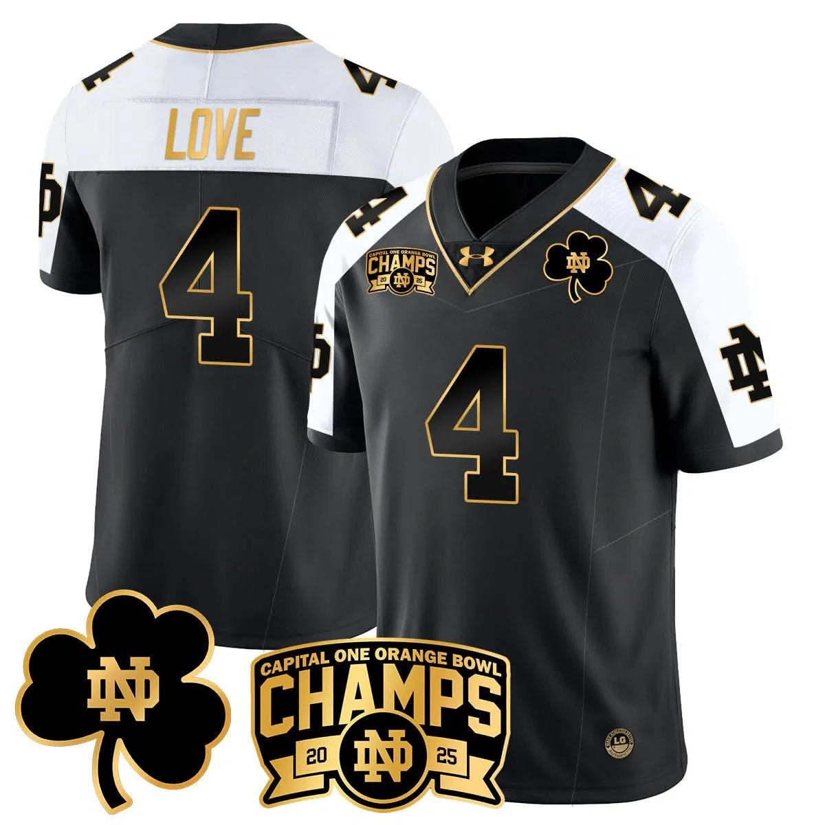 Personalized NDFI 2026 Orange Bowl Champions Jersey N6 - Gold Alternate / Jeremiyah Love Stitched