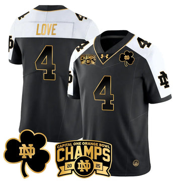 Personalized NDFI 2026 Orange Bowl Champions Jersey N6 - Gold Alternate / Jeremiyah Love Stitched
