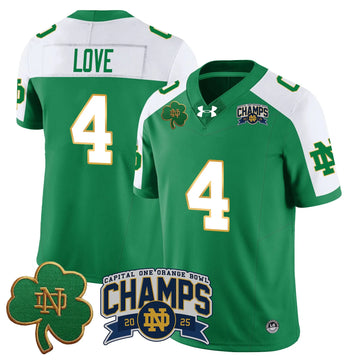 Personalized NDFI 2026 Orange Bowl Champions Jersey N6 - Green Alternate / Jeremiyah Love Stitched