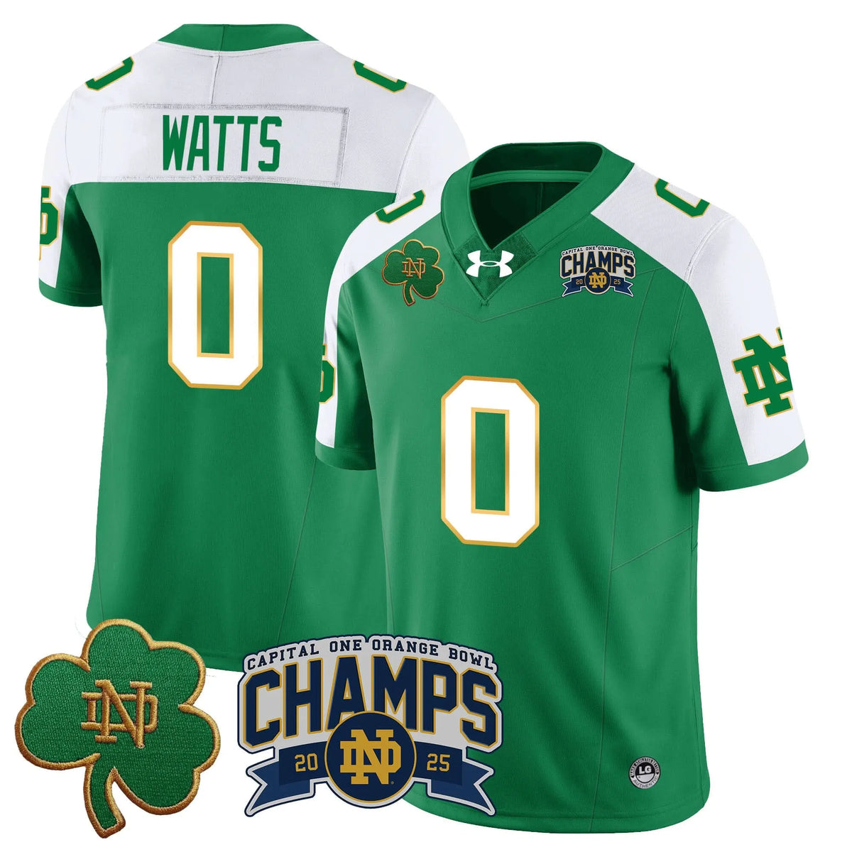 Personalized NDFI 2026 Orange Bowl Champions Jersey N6 - Green Alternate / Xavier Watts Stitched