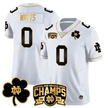 Personalized NDFI 2026 Orange Bowl Champions Jersey N6 - White Gold / Xavier Watts Stitched