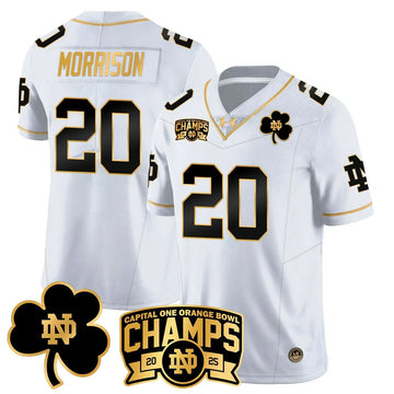 Personalized NDFI 2026 Orange Bowl Champions Jersey N6 - White Gold / Benjamin Morrison Stitched
