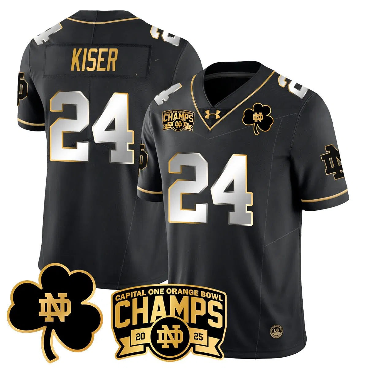Personalized NDFI 2026 Orange Bowl Champions Jersey N6 - Black Limited / Jack Kiser Stitched